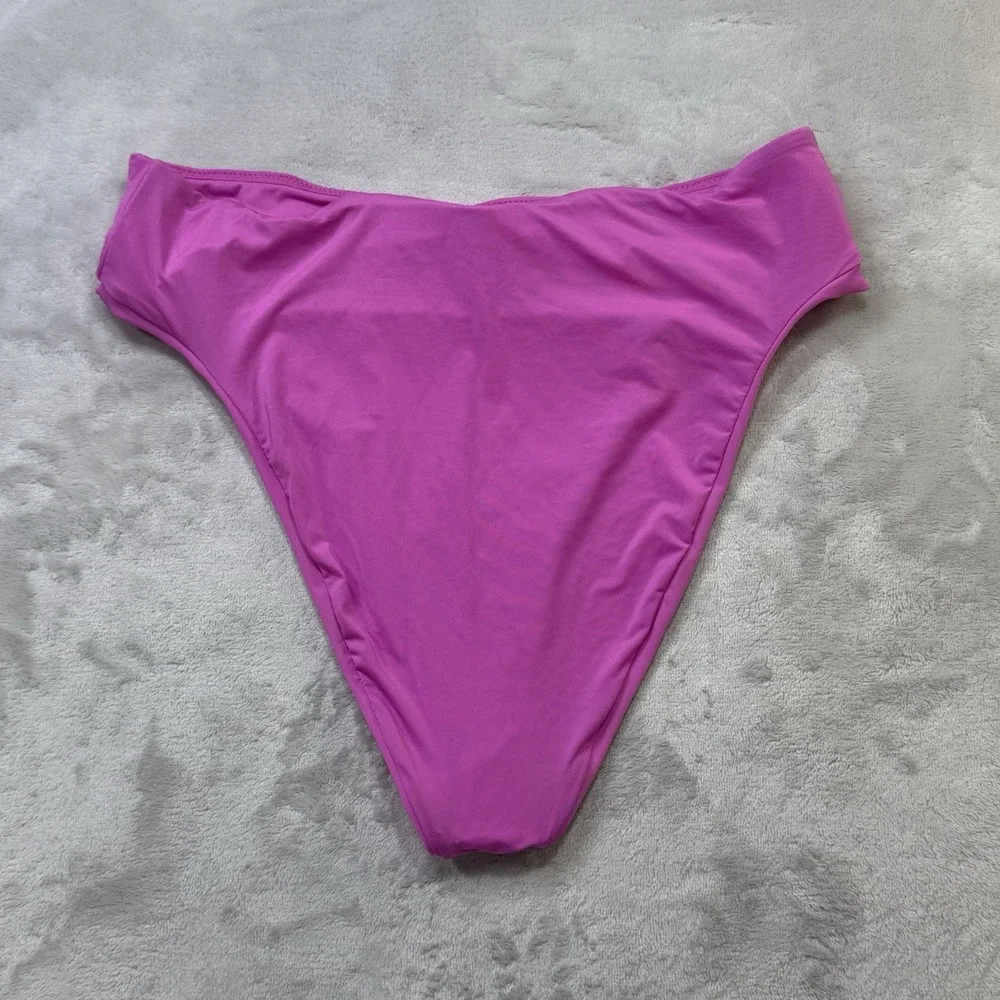 SKIMS Recycled Swim Mid Waist Bikini Bottom Neon Orchid Pink Size M NWT